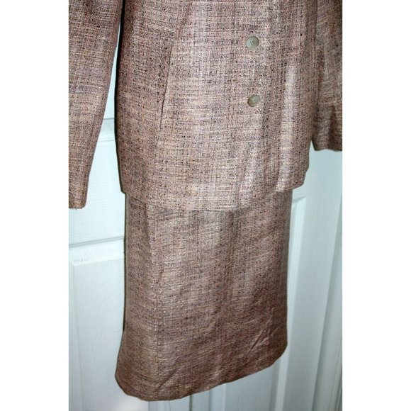 ANN FREEDBERG size 8 pale pink and tan  skirt suit - Picture 5 of 10